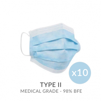 Face Mask Surgical Type IIR 3 Ply Medical Blue (x10)