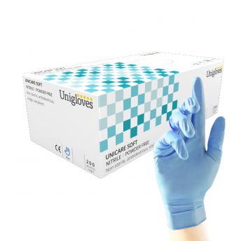 Unicare Soft BLUE (Indigo) Nitrile Gloves (200)